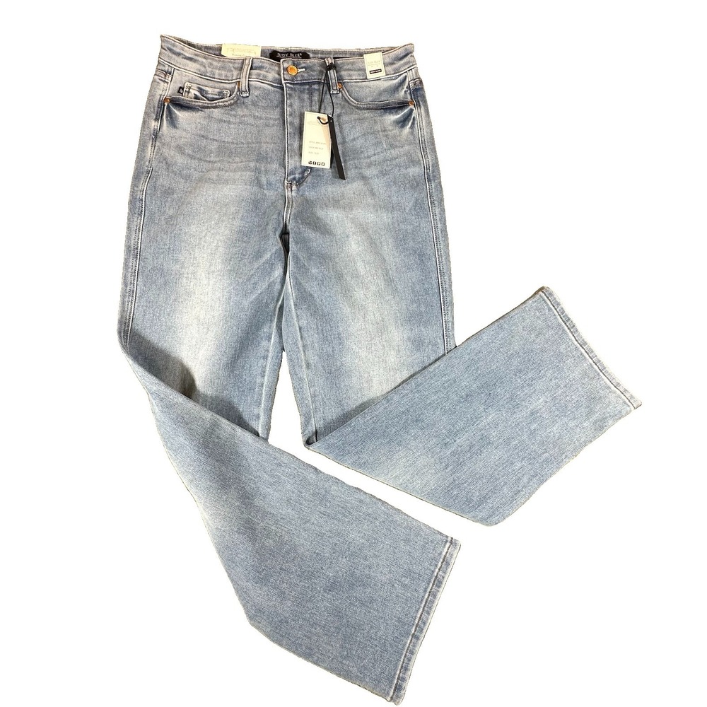 Judy Blue Women Jeans High Waist Straight Leg Tummy Control Stretch 15/32 Relax